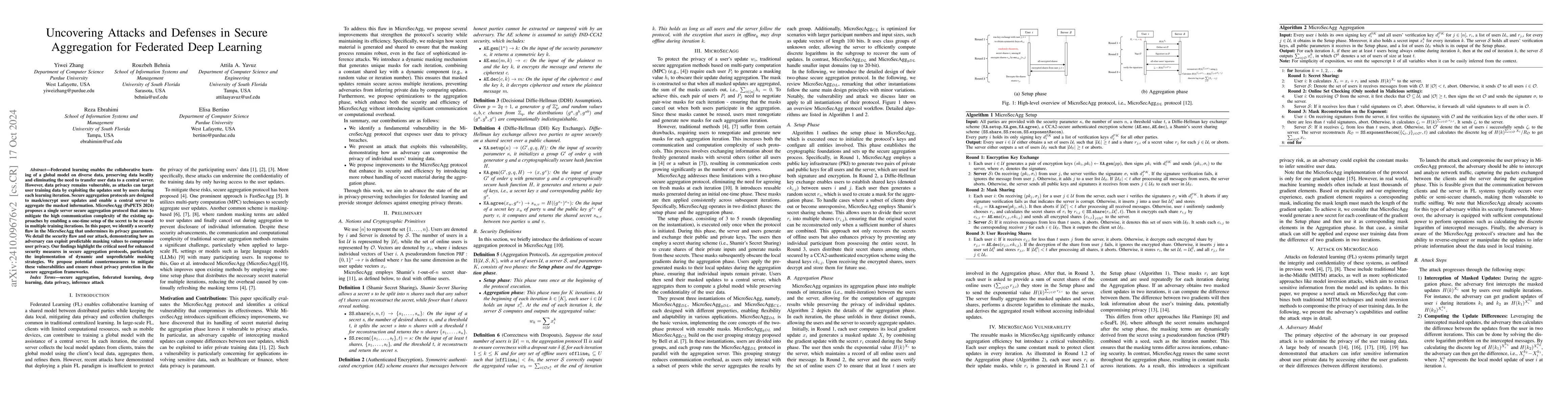 Thumbnail for Uncovering Attacks and Defenses in Secure Aggregation for Federated Deep
  Learning