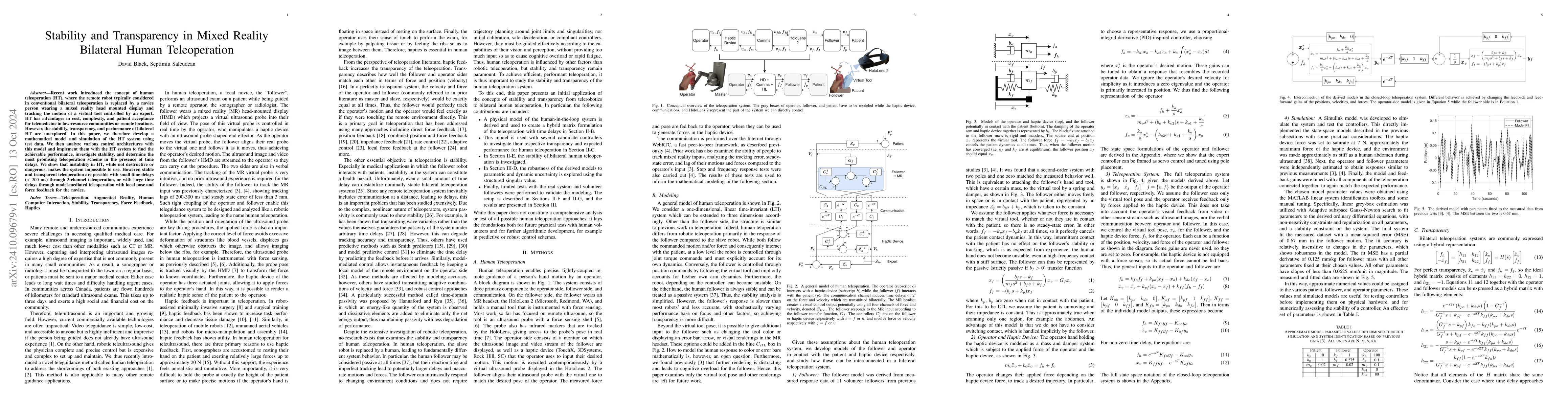Thumbnail for Stability and Transparency in Mixed Reality Bilateral Human
  Teleoperation