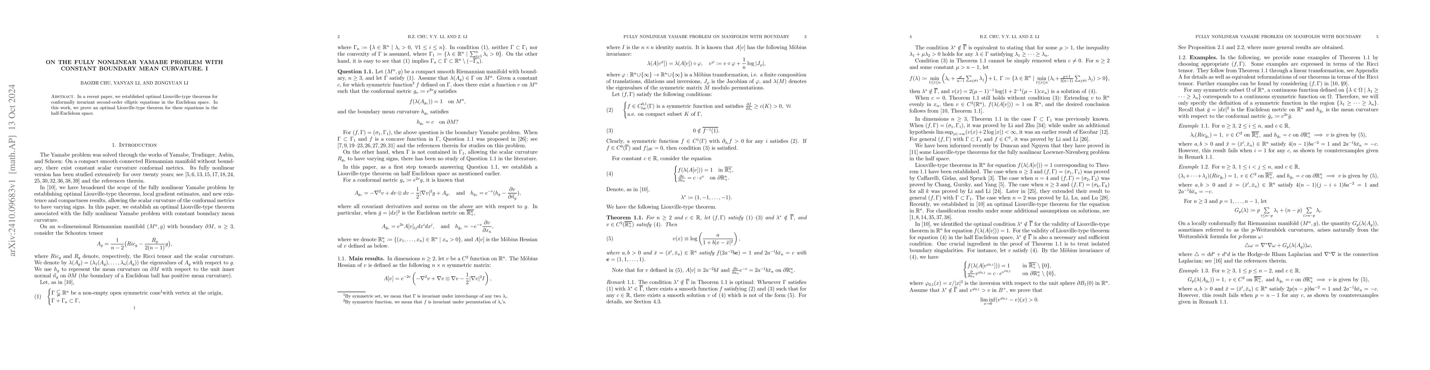 Thumbnail for On the fully nonlinear Yamabe problem with constant boundary mean
  curvature. I
