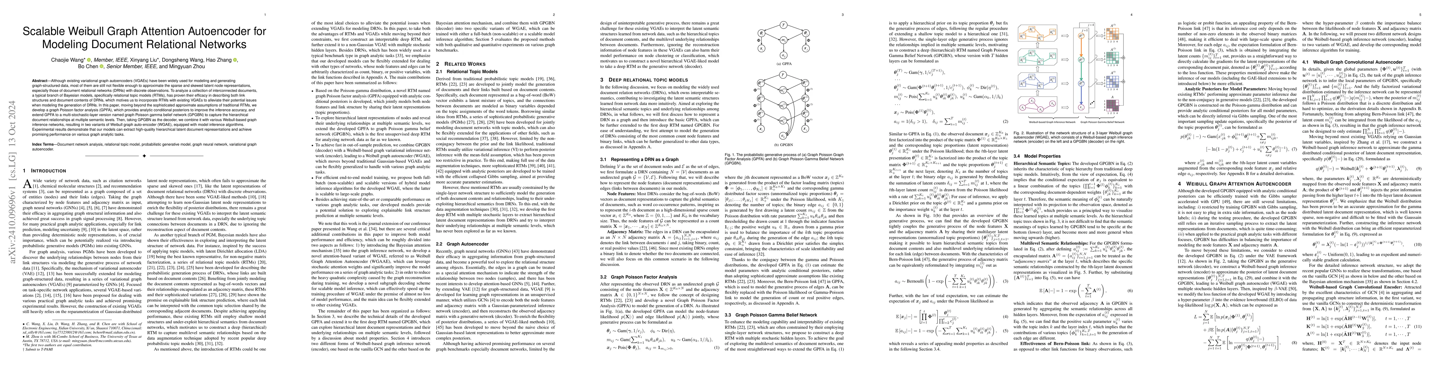 Thumbnail for Scalable Weibull Graph Attention Autoencoder for Modeling Document
  Networks