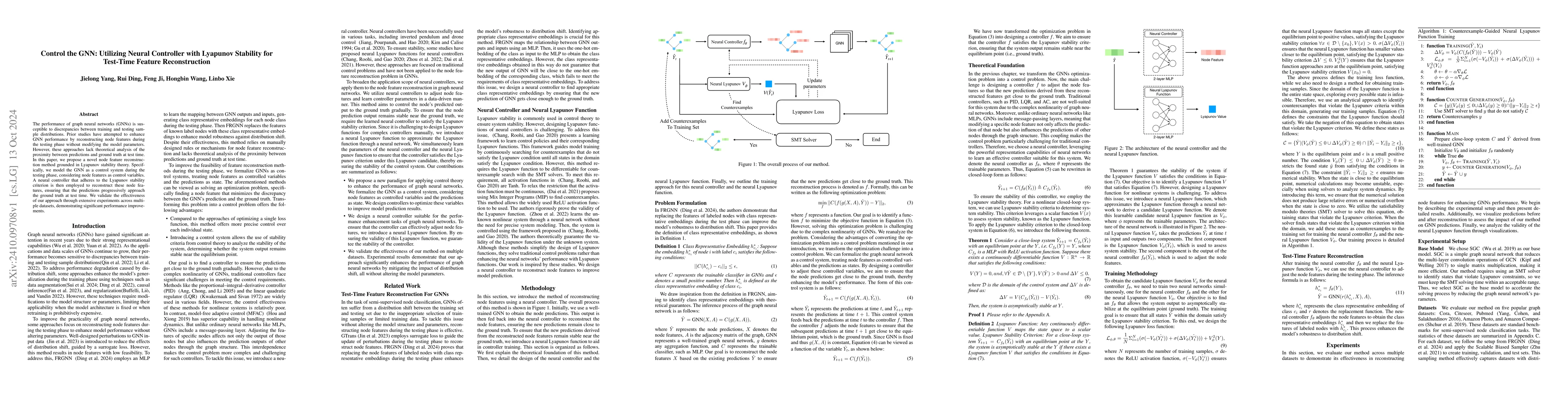 Thumbnail for Control the GNN: Utilizing Neural Controller with Lyapunov Stability for
  Test-Time Feature Reconstruction