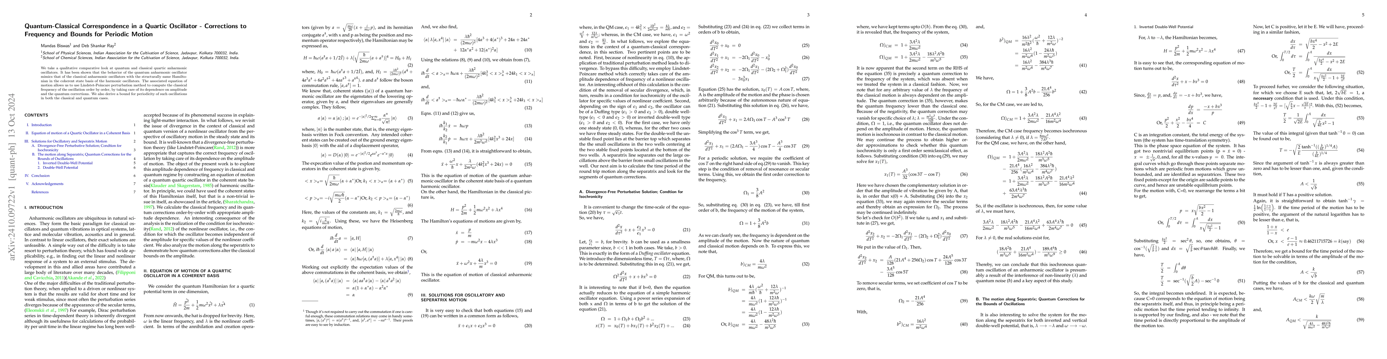 Thumbnail for Quantum-Classical Correspondence in a Quartic Oscillator -- Corrections
  to Frequency and Bounds for Periodic Motion