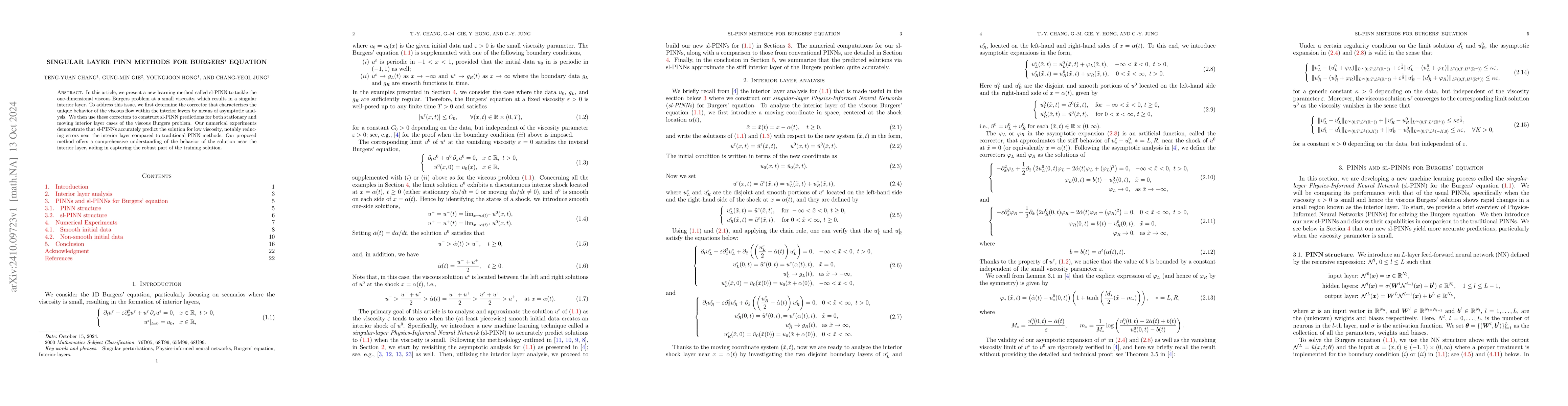 Thumbnail for Singular layer PINN methods for Burgers' equation