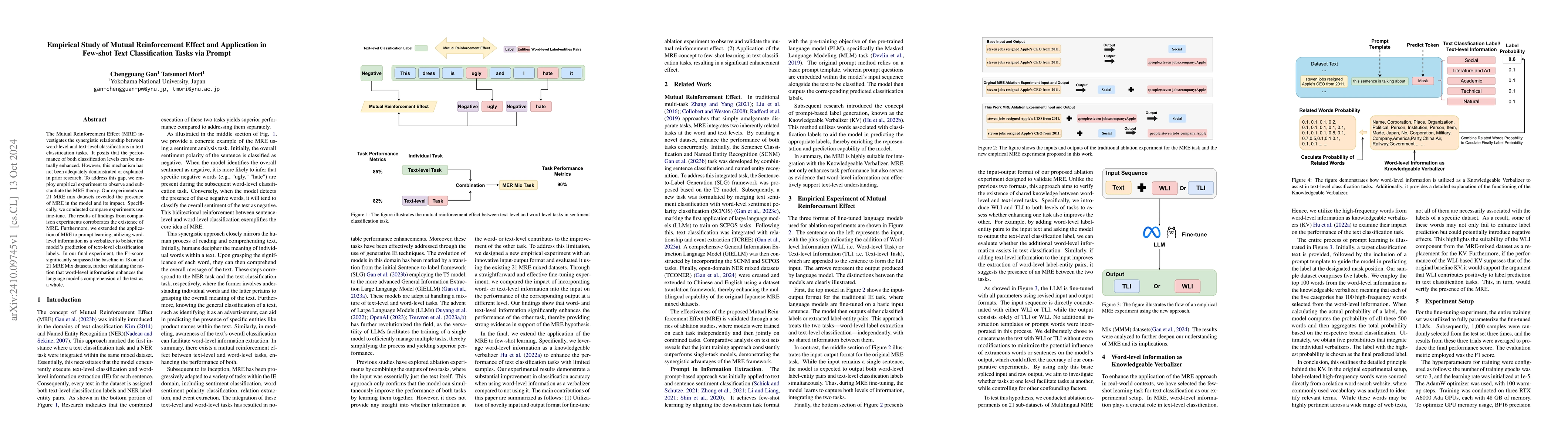 Thumbnail for Empirical Study of Mutual Reinforcement Effect and Application in
  Few-shot Text Classification Tasks via Prompt