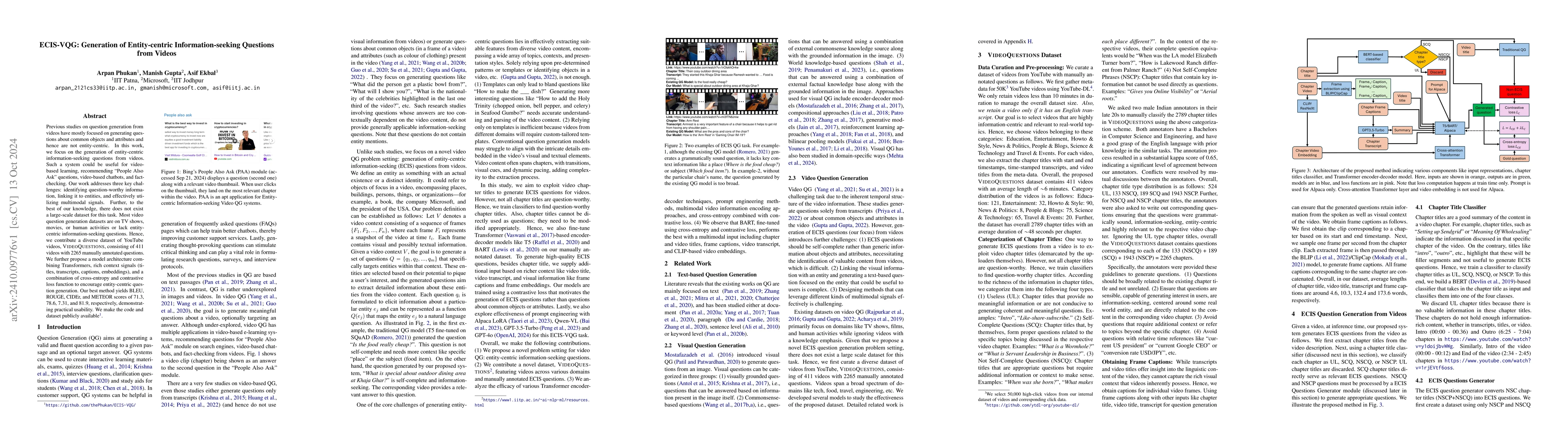 Thumbnail for ECIS-VQG: Generation of Entity-centric Information-seeking Questions
  from Videos