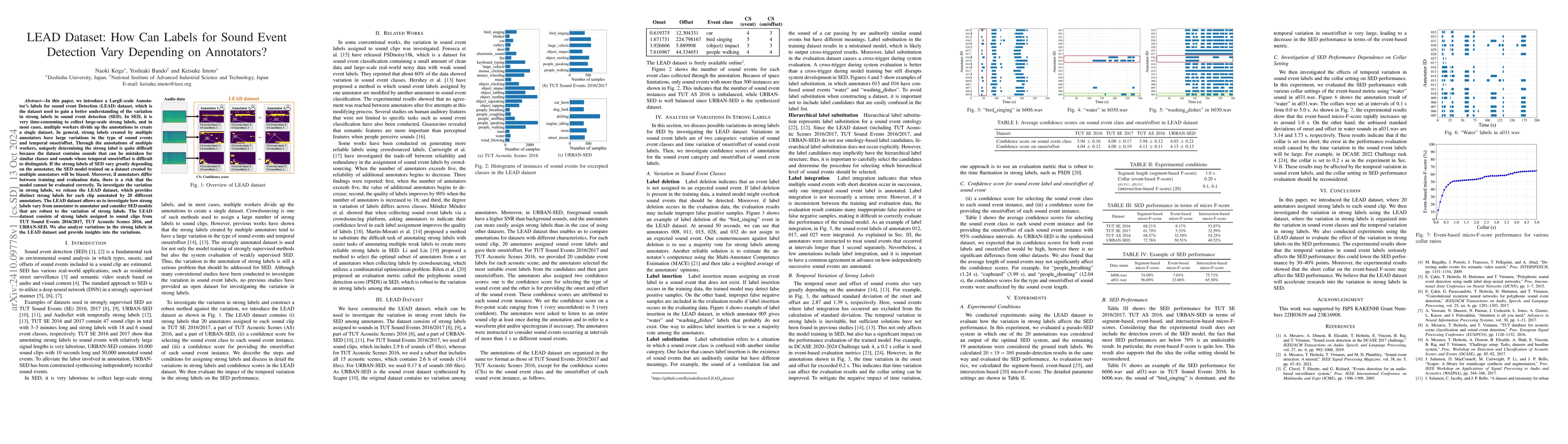 Thumbnail for LEAD Dataset: How Can Labels for Sound Event Detection Vary Depending on
  Annotators?