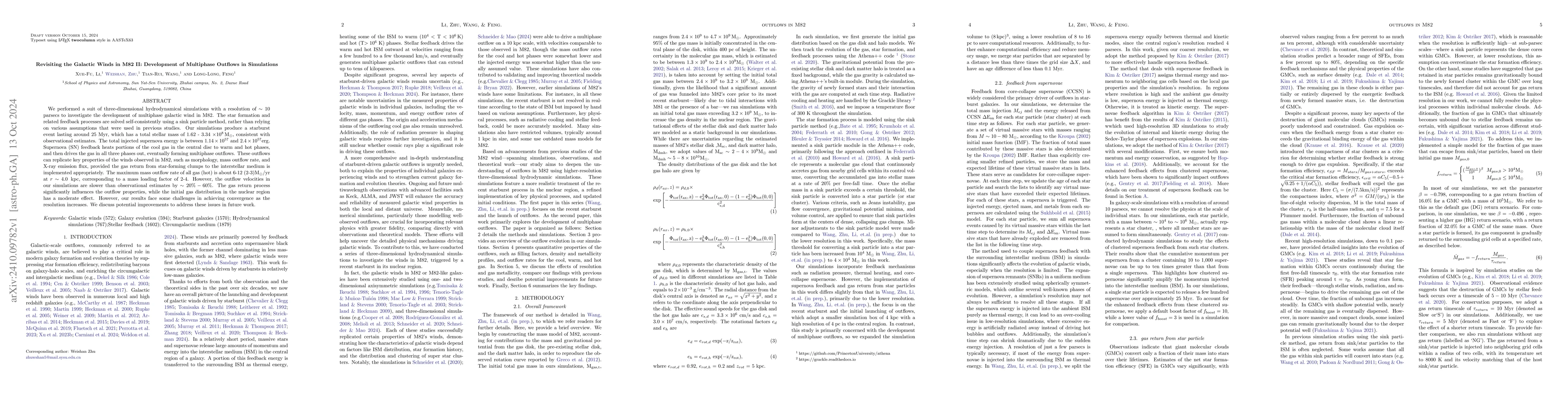 Thumbnail for Revisiting the Galactic Winds in M82 II: Development of Multiphase
  Outflows in Simulations
