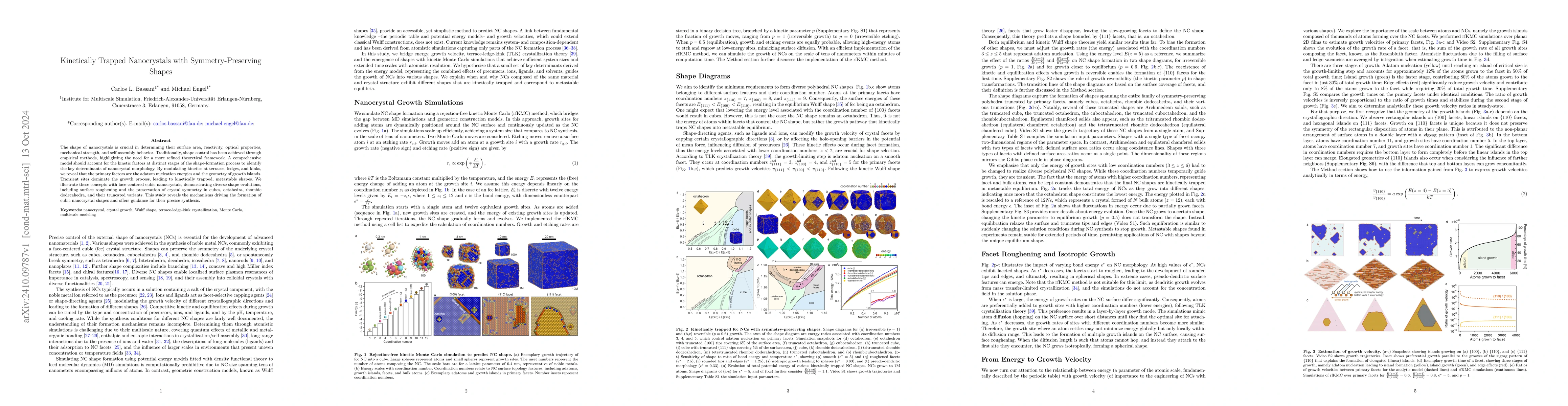 Thumbnail for Kinetically Trapped Nanocrystals with Symmetry-Preserving Shapes