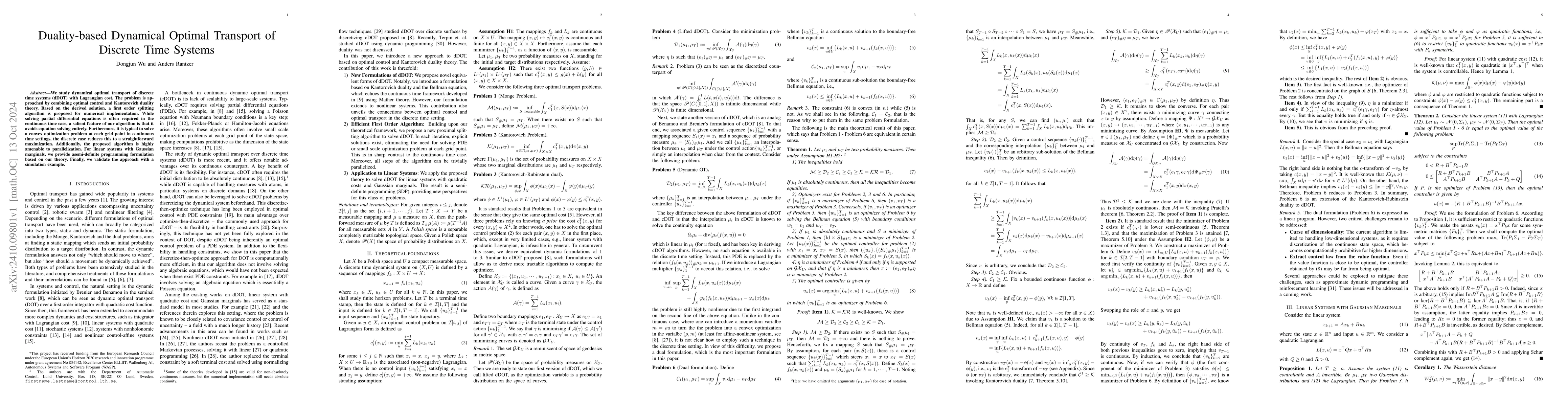 Thumbnail for Duality-based Dynamical Optimal Transport of Discrete Time Systems