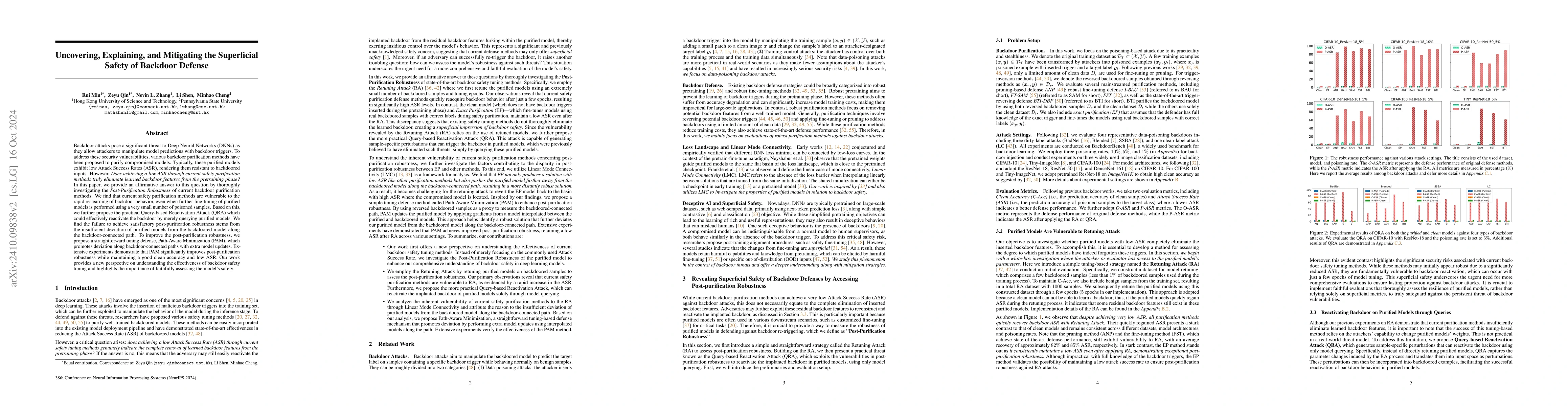 Thumbnail for Uncovering, Explaining, and Mitigating the Superficial Safety of
  Backdoor Defense