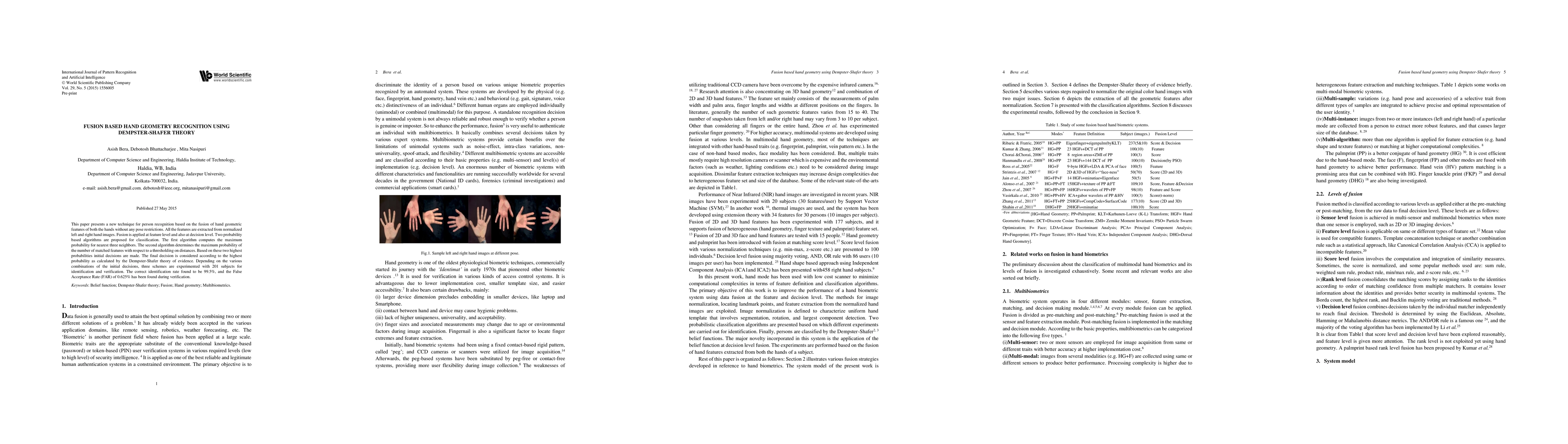Thumbnail for Fusion Based Hand Geometry Recognition Using Dempster-Shafer Theory