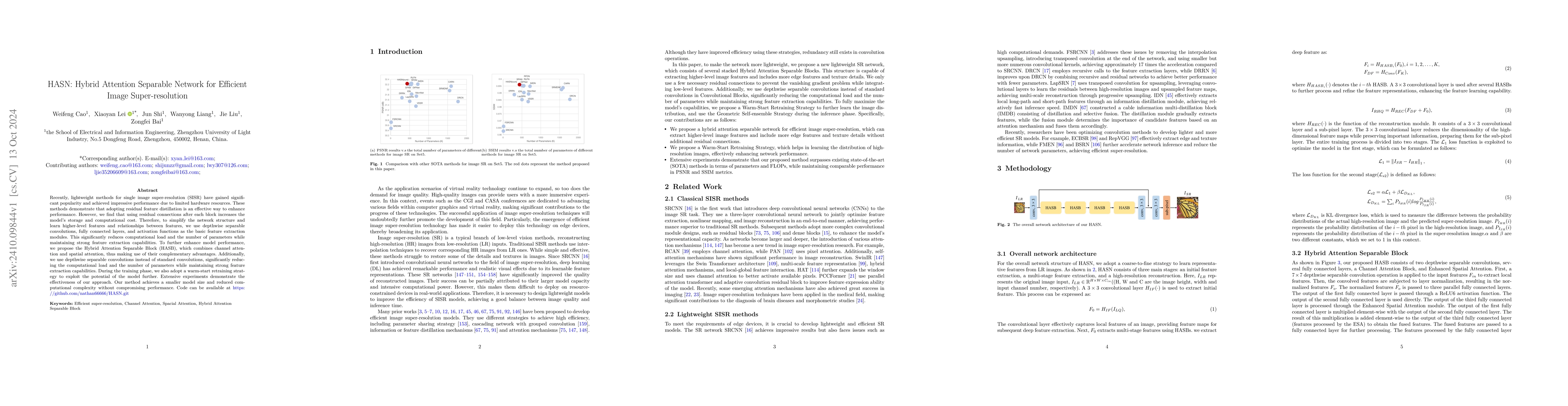 Thumbnail for HASN: Hybrid Attention Separable Network for Efficient Image
  Super-resolution