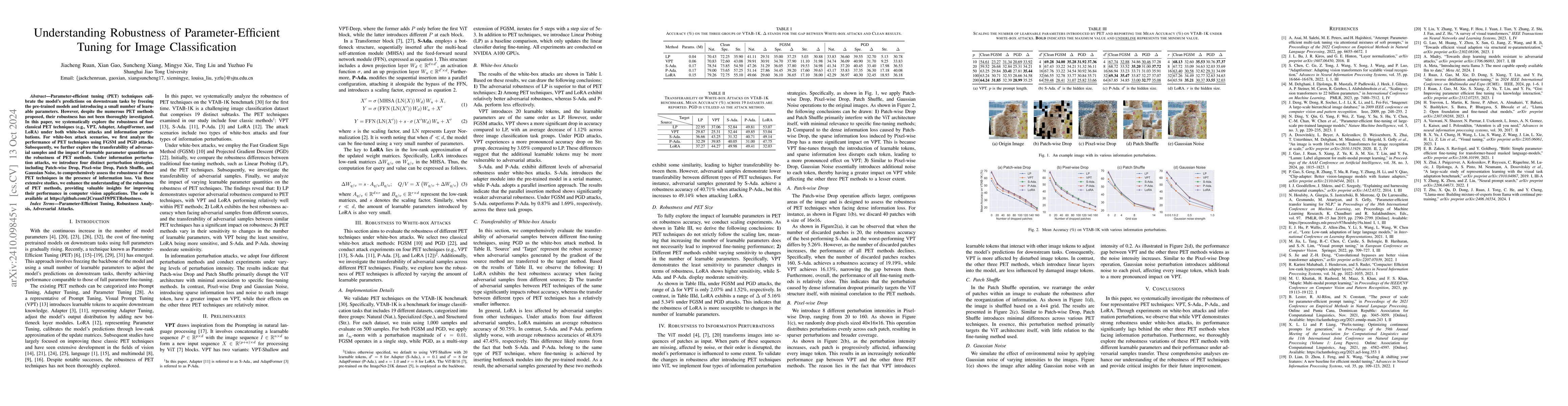 Thumbnail for Understanding Robustness of Parameter-Efficient Tuning for Image
  Classification