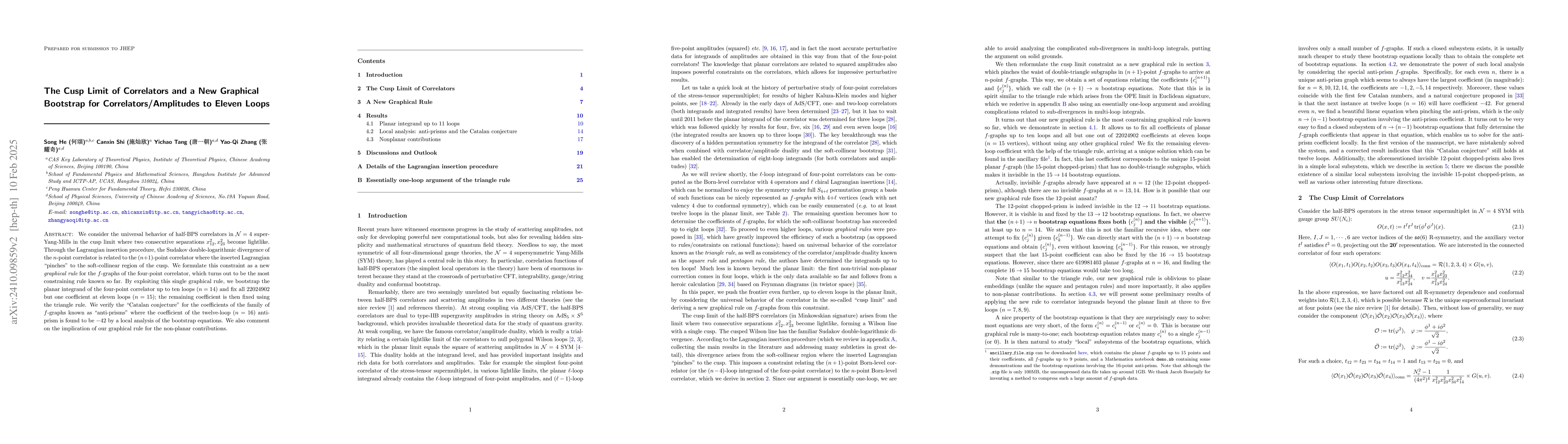 Thumbnail for The Cusp Limit of Correlators and A New Graphical Bootstrap for
  Correlators/Amplitudes to Eleven Loops