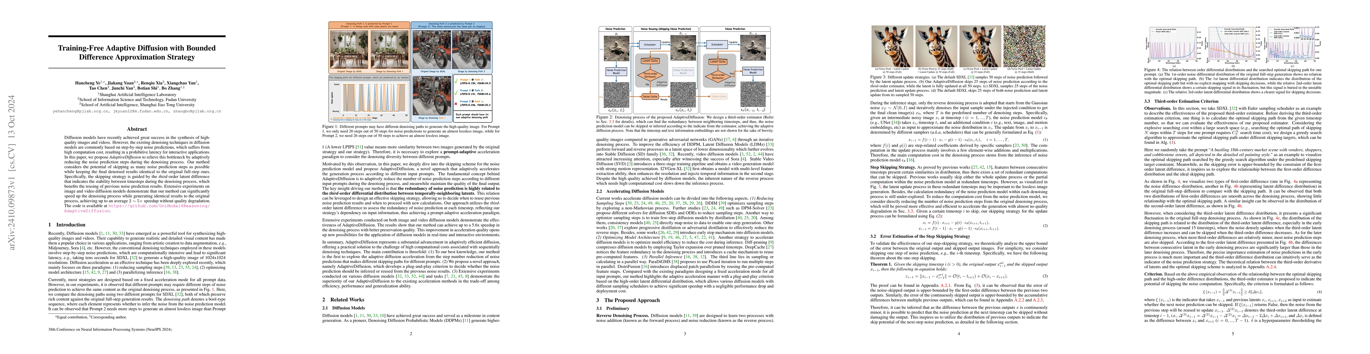Thumbnail for Training-Free Adaptive Diffusion with Bounded Difference Approximation
  Strategy