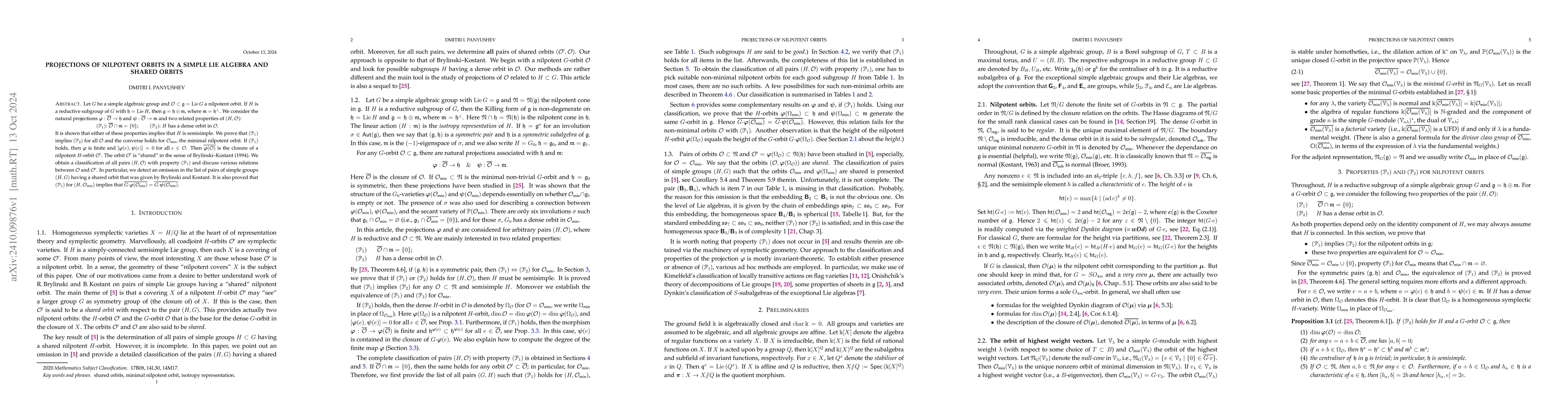 Thumbnail for Projections of nilpotent orbits in a simple Lie algebra and shared
  orbits
