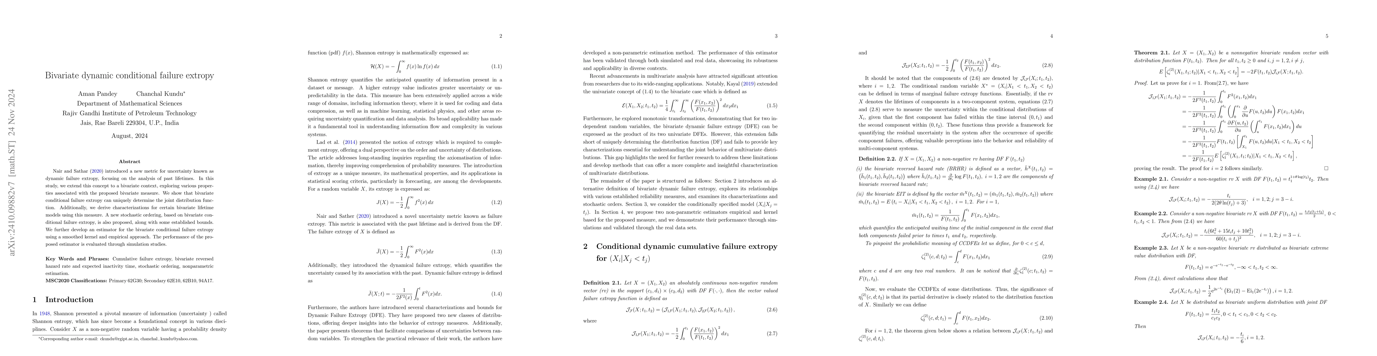 Thumbnail for Bivariate dynamic conditional failure extropy