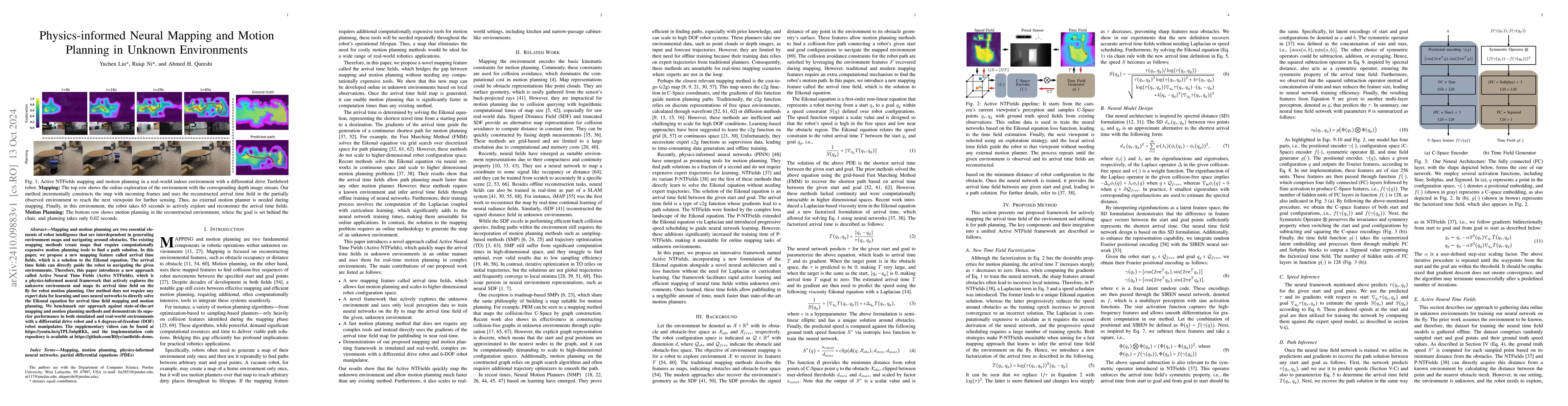 Thumbnail for Physics-informed Neural Mapping and Motion Planning in Unknown
  Environments