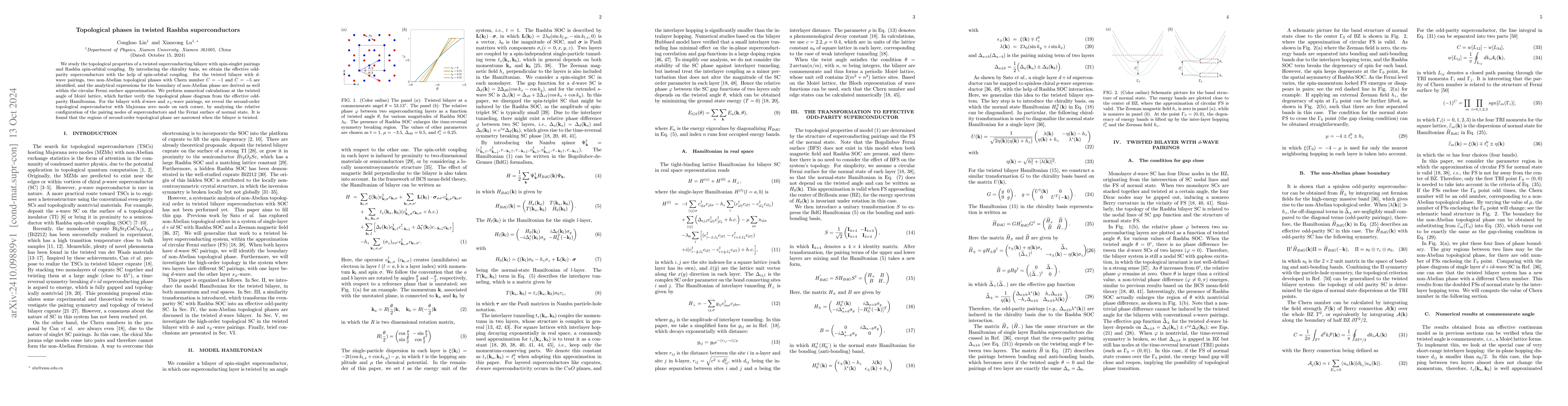 Thumbnail for Topological phases in twisted Rashba superconductors