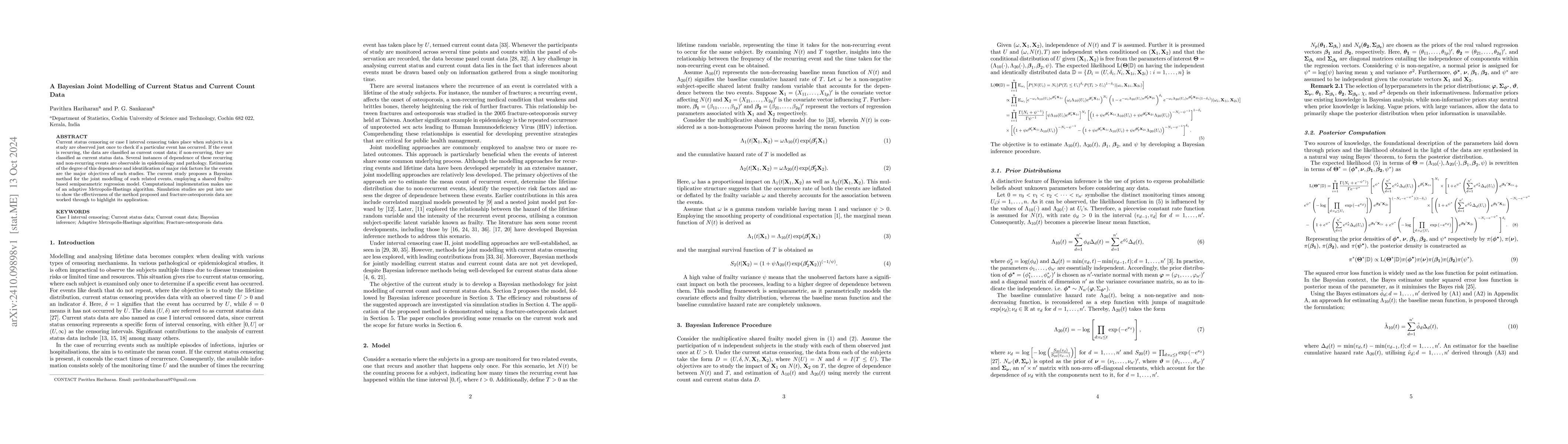 Thumbnail for A Bayesian Joint Modelling of Current Status and Current Count Data