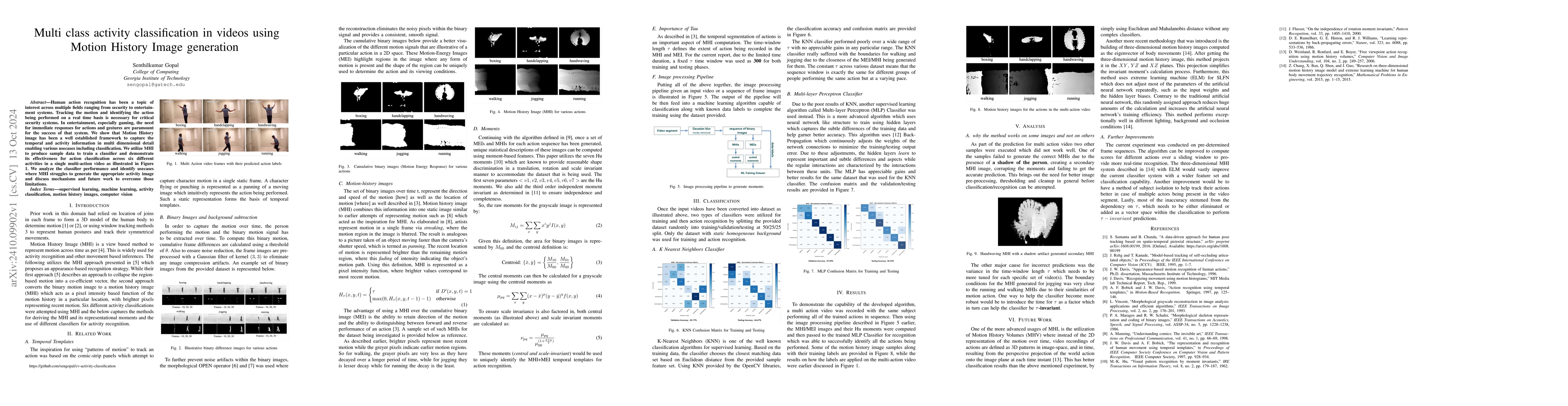 Thumbnail for Multi class activity classification in videos using Motion History Image
  generation