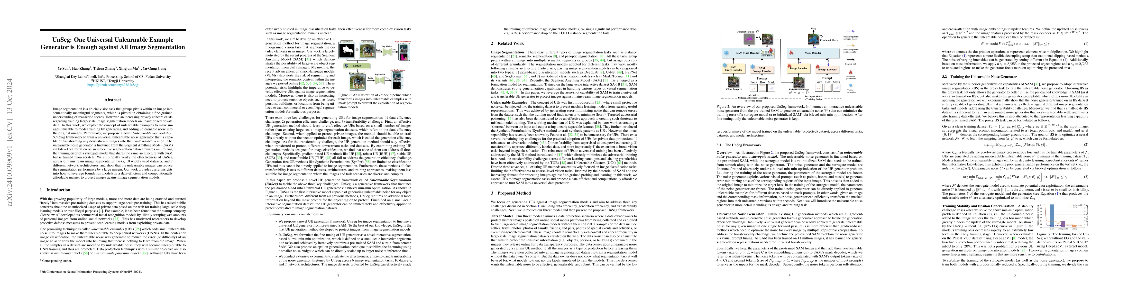 Thumbnail for UnSeg: One Universal Unlearnable Example Generator is Enough against All
  Image Segmentation