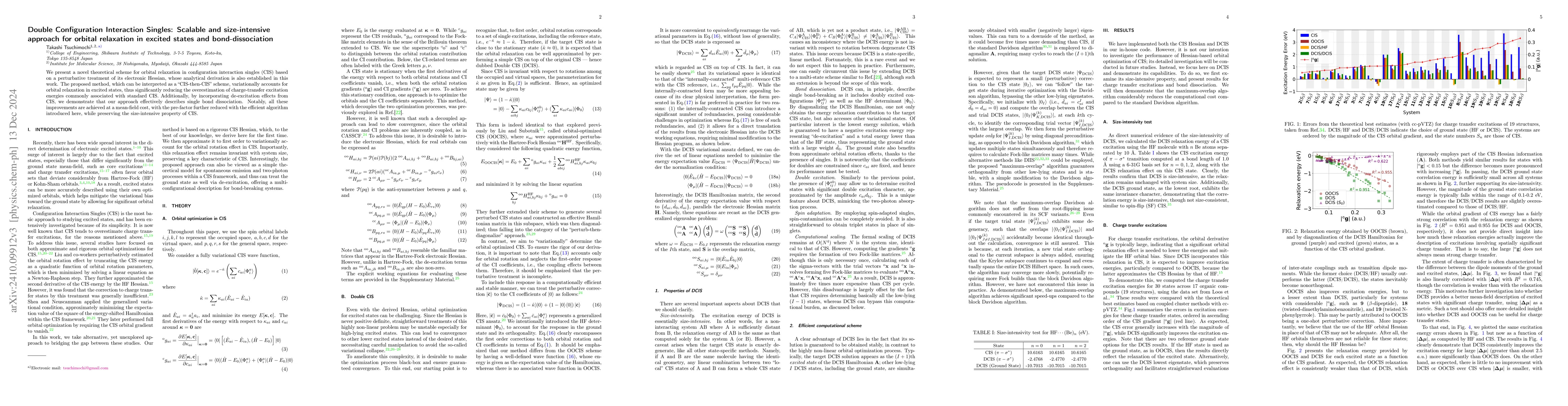 Thumbnail for Double Configuration Interaction Singles: Scalable and size-intensive
  approach for orbital relaxation in excited states and bond-dissociation