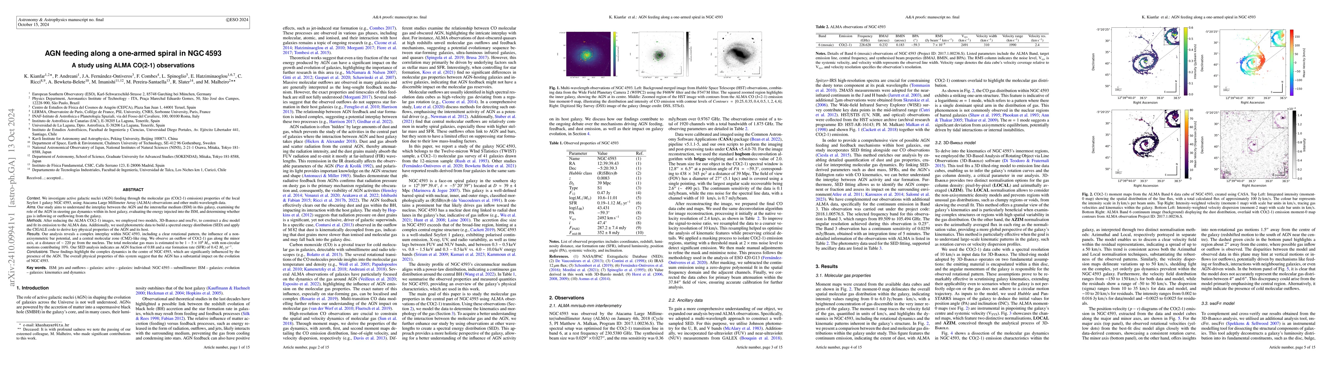 Thumbnail for AGN feeding along a one-armed spiral in NGC 4593: A study using ALMA
  CO(2-1) observations