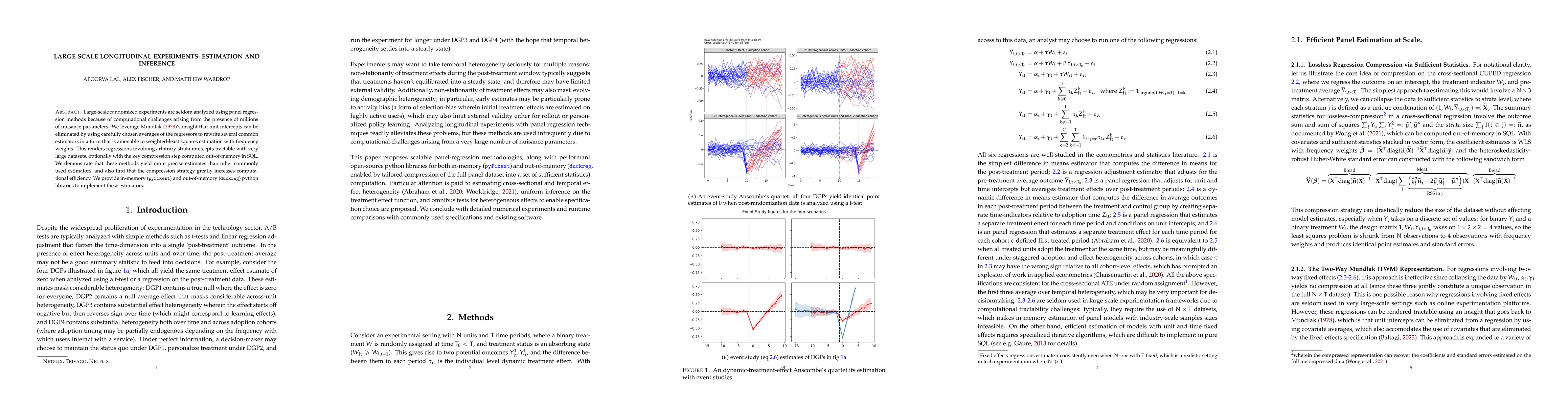 Thumbnail for Large Scale Longitudinal Experiments: Estimation and Inference