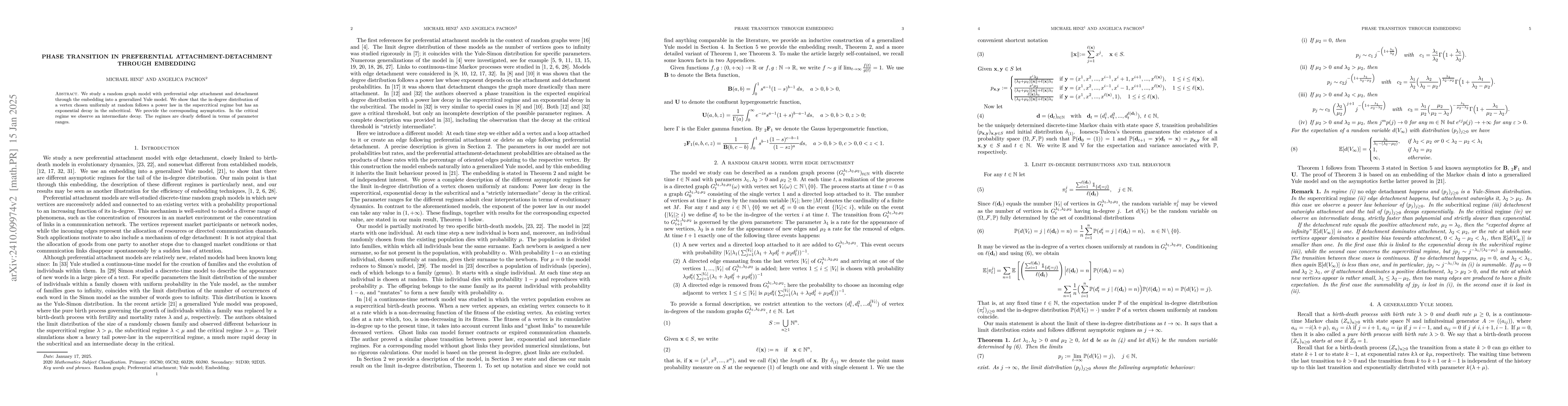 Thumbnail for Phase transition in preferential attachment-detachment through embedding