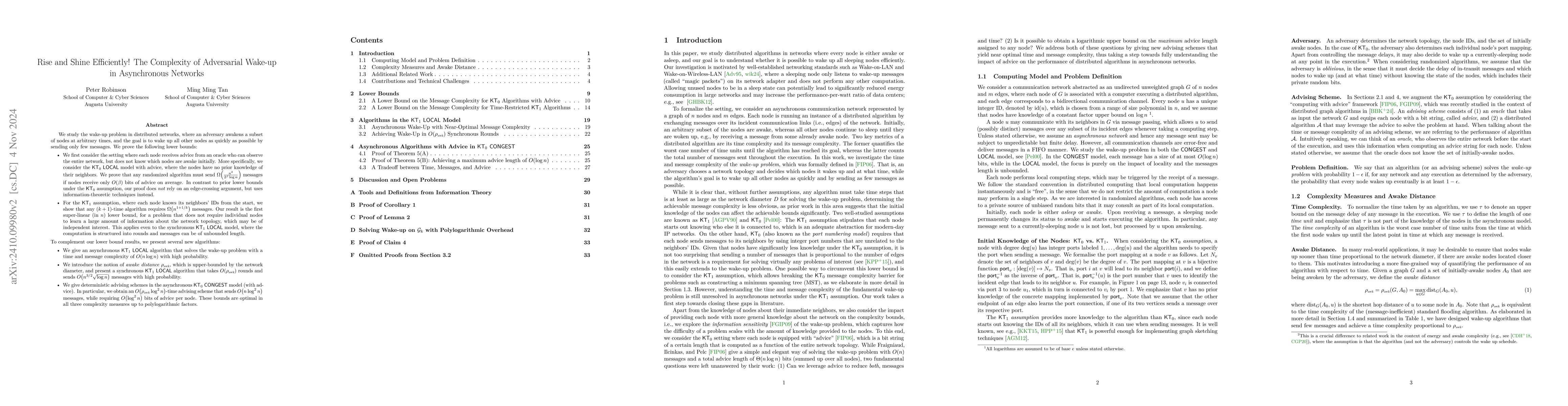 Thumbnail for Rise and Shine Efficiently! The Complexity of Adversarial Wake-up in
  Asynchronous Networks