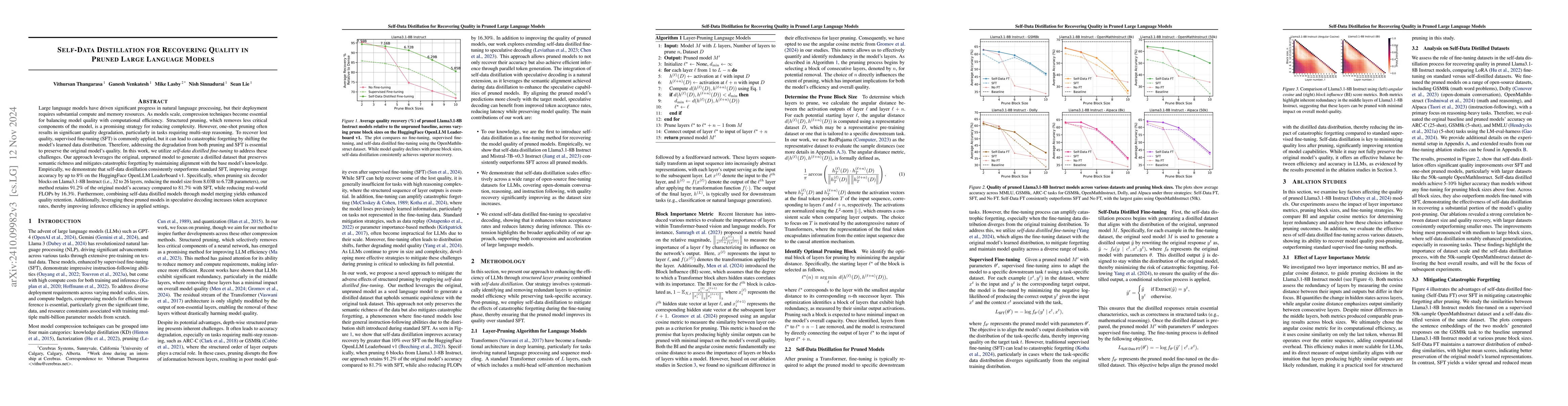 Thumbnail for Self-Data Distillation for Recovering Quality in Pruned Large Language
  Models