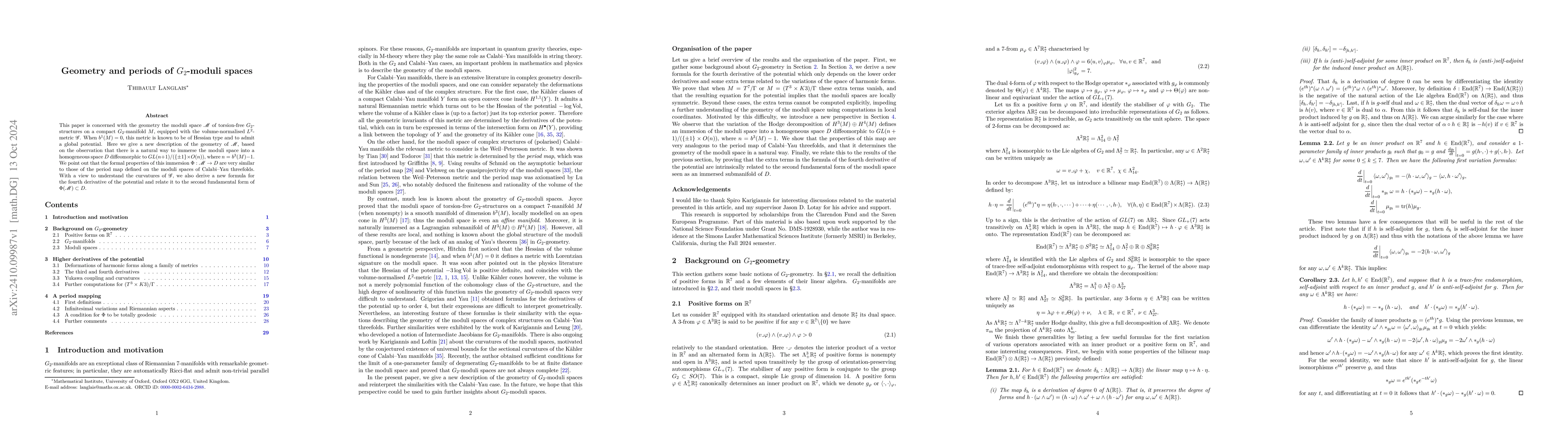 Thumbnail for Geometry and periods of $G_2$-moduli spaces