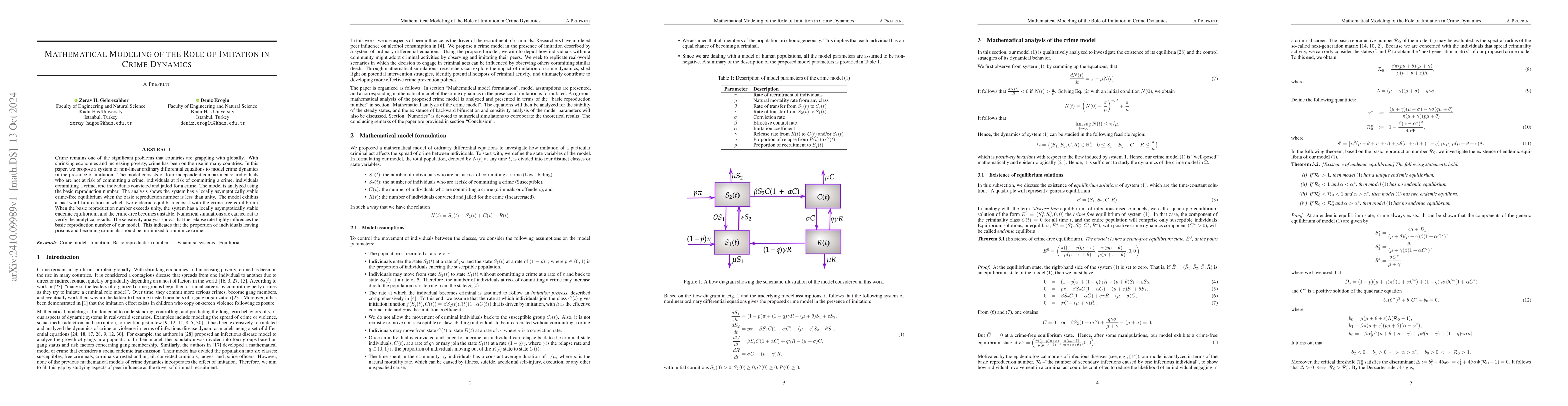 Thumbnail for Mathematical Modeling of the Role of Imitation in Crime Dynamics