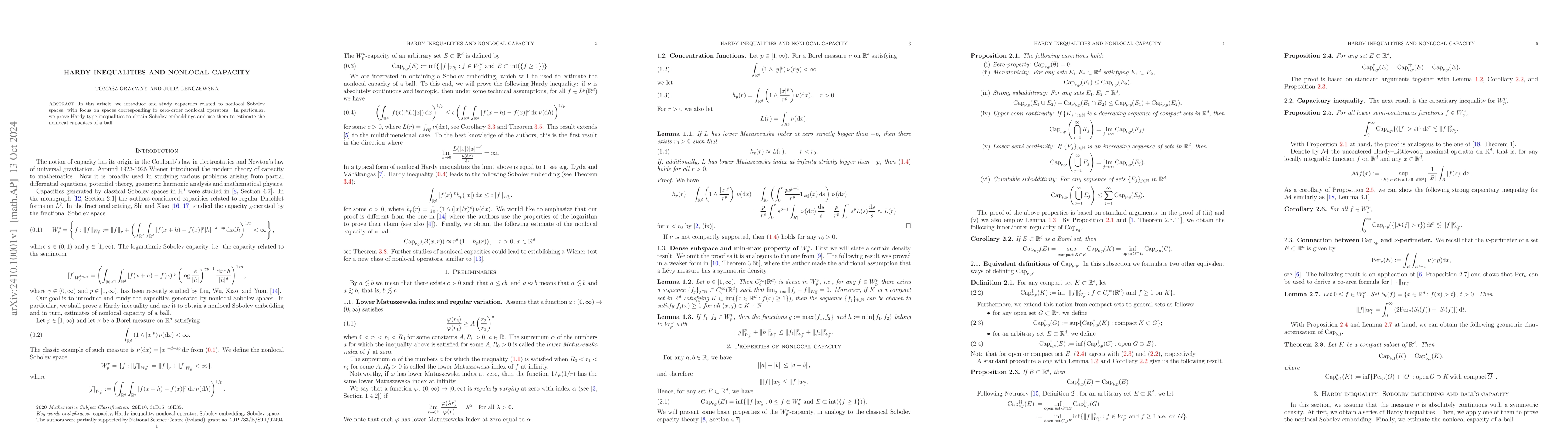 Thumbnail for Hardy inequalities and nonlocal capacity