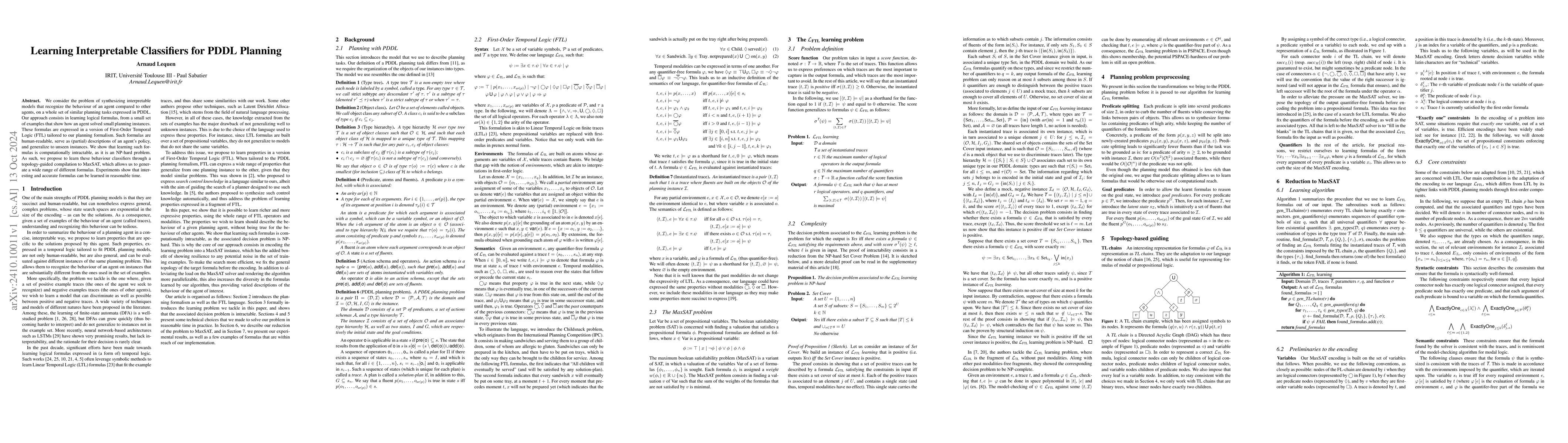 Thumbnail for Learning Interpretable Classifiers for PDDL Planning