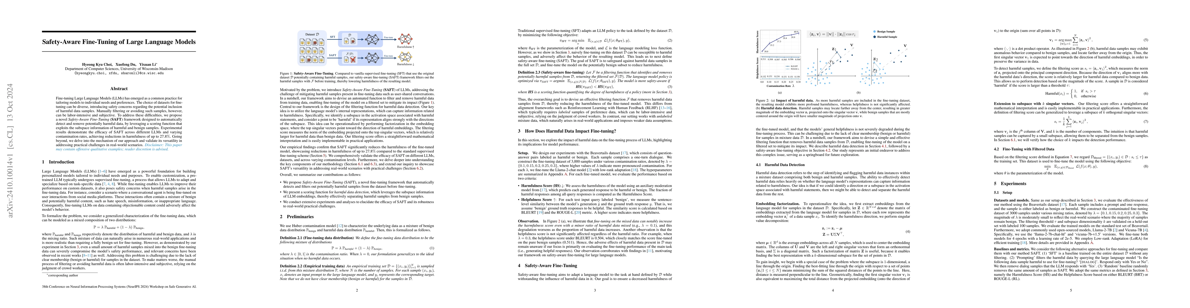 Thumbnail for Safety-Aware Fine-Tuning of Large Language Models