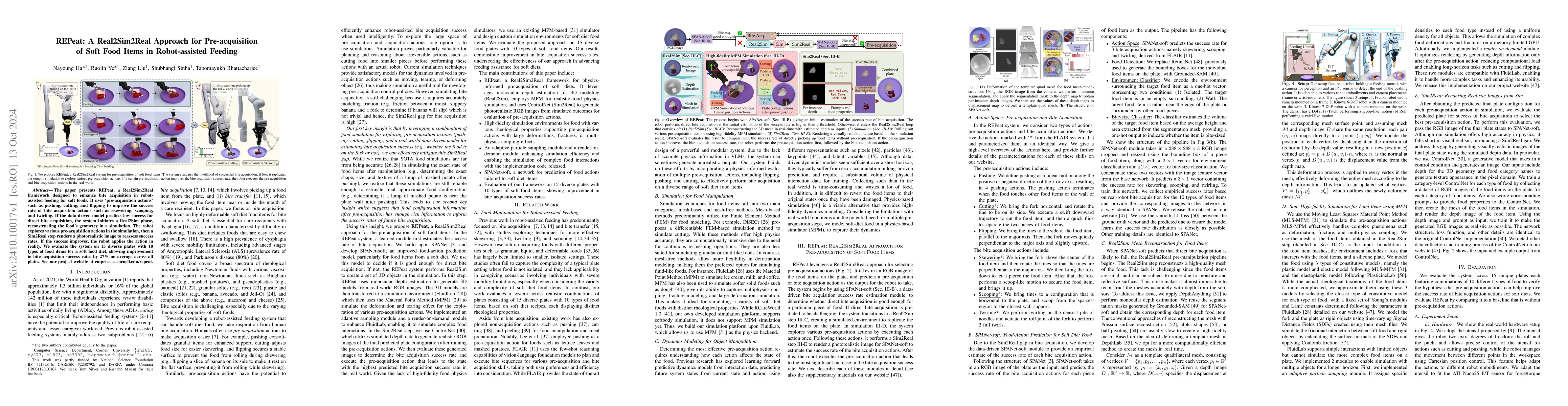 Thumbnail for REPeat: A Real2Sim2Real Approach for Pre-acquisition of Soft Food Items
  in Robot-assisted Feeding