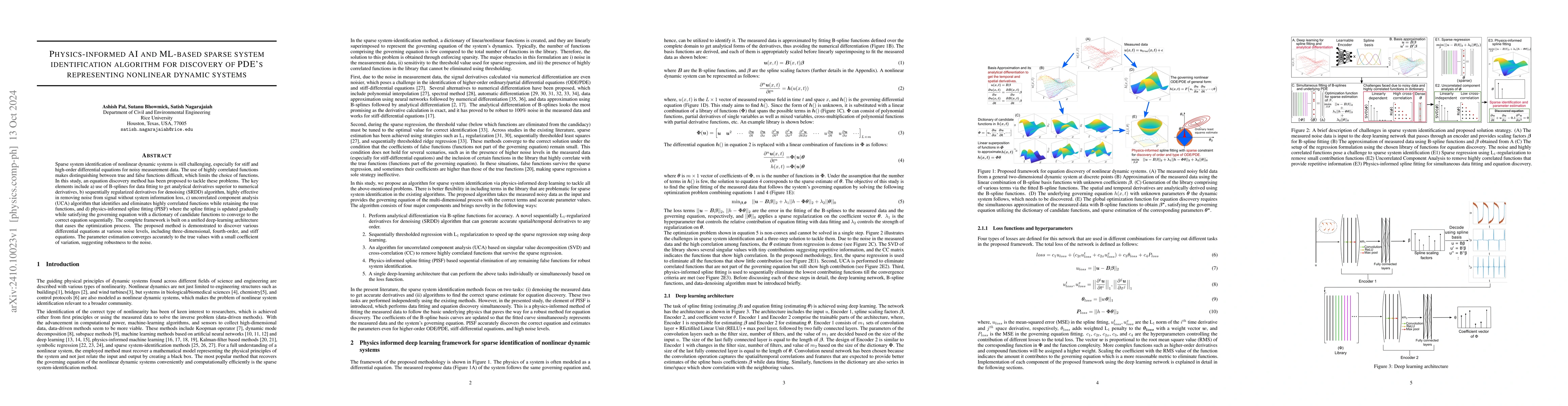 Thumbnail for Physics-informed AI and ML-based sparse system identification algorithm
  for discovery of PDE's representing nonlinear dynamic systems