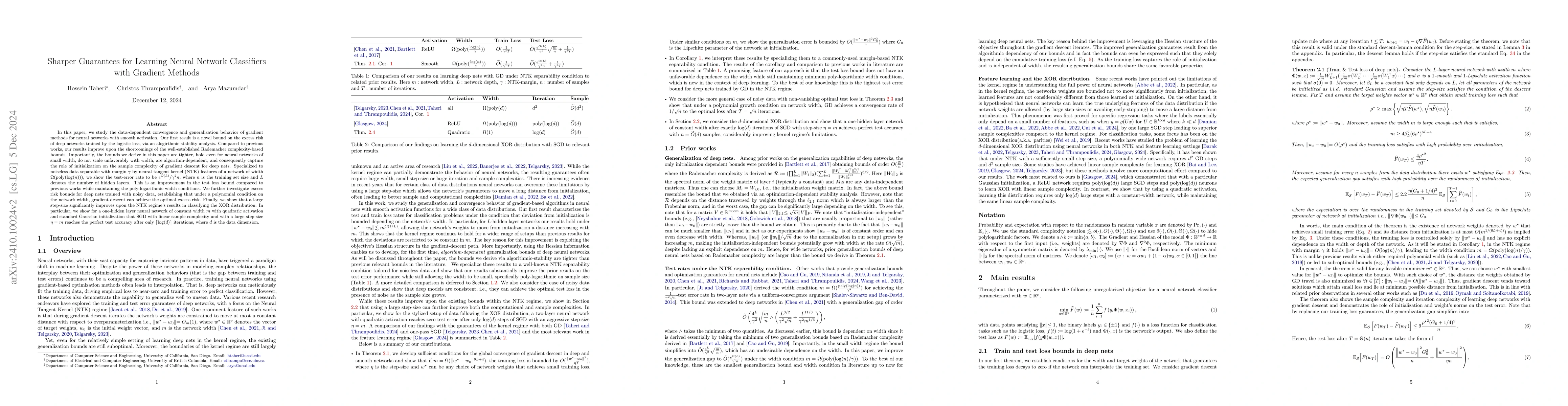 Thumbnail for Sharper Guarantees for Learning Neural Network Classifiers with Gradient
  Methods