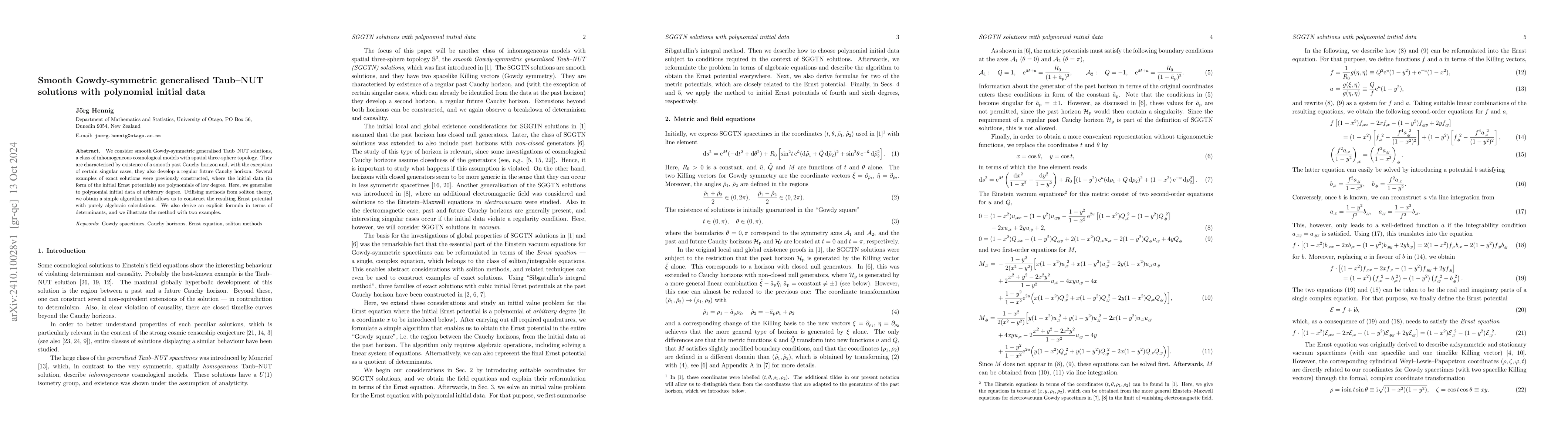 Thumbnail for Smooth Gowdy-symmetric generalised Taub-NUT solutions with polynomial
  initial data