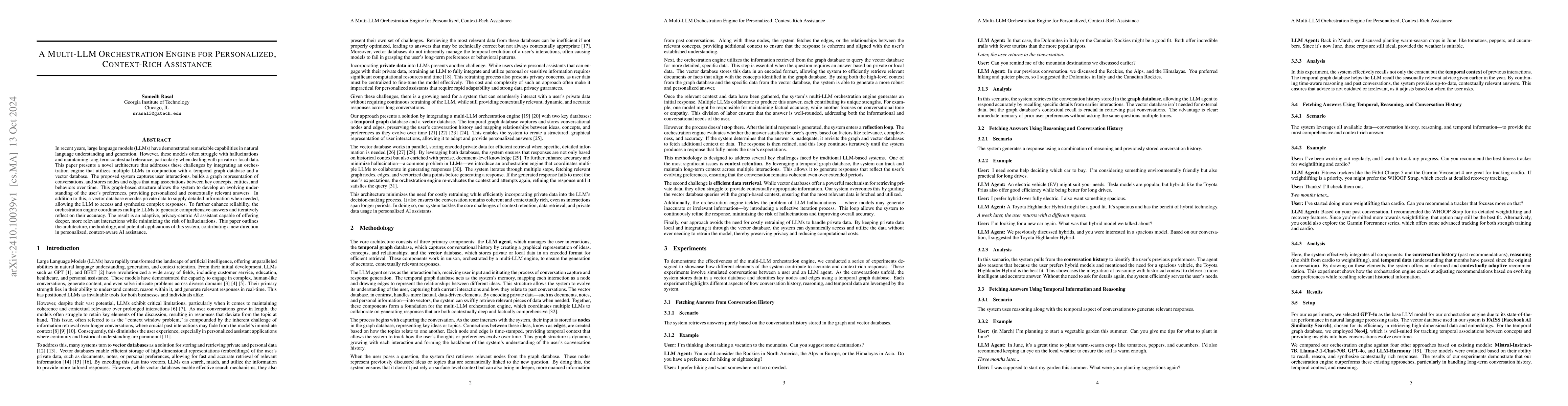 Thumbnail for A Multi-LLM Orchestration Engine for Personalized, Context-Rich
  Assistance