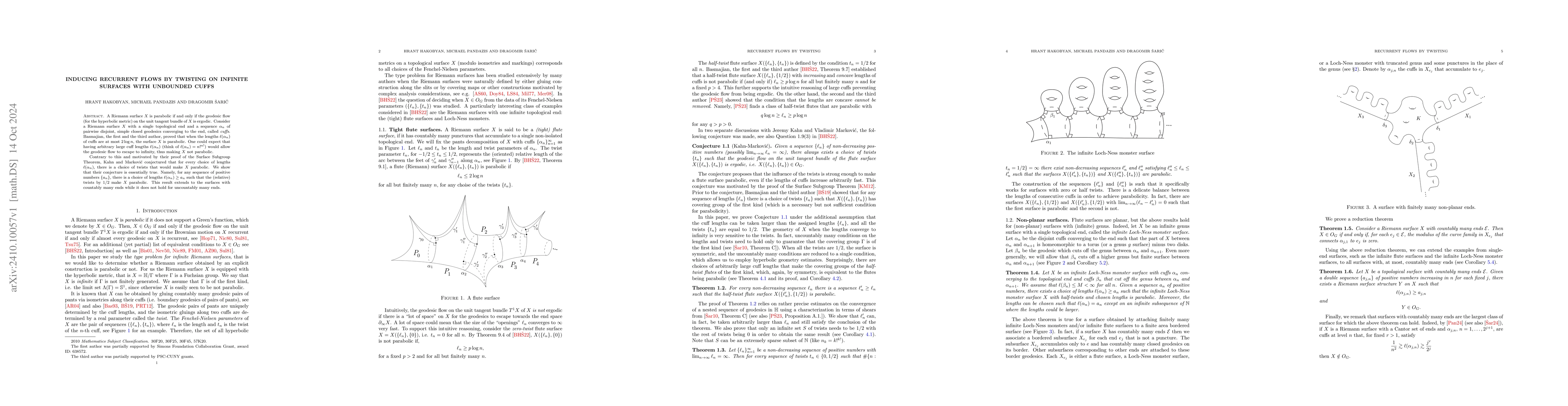 Thumbnail for Inducing recurrent flows by twisting on infinite surfaces with unbounded
  cuffs