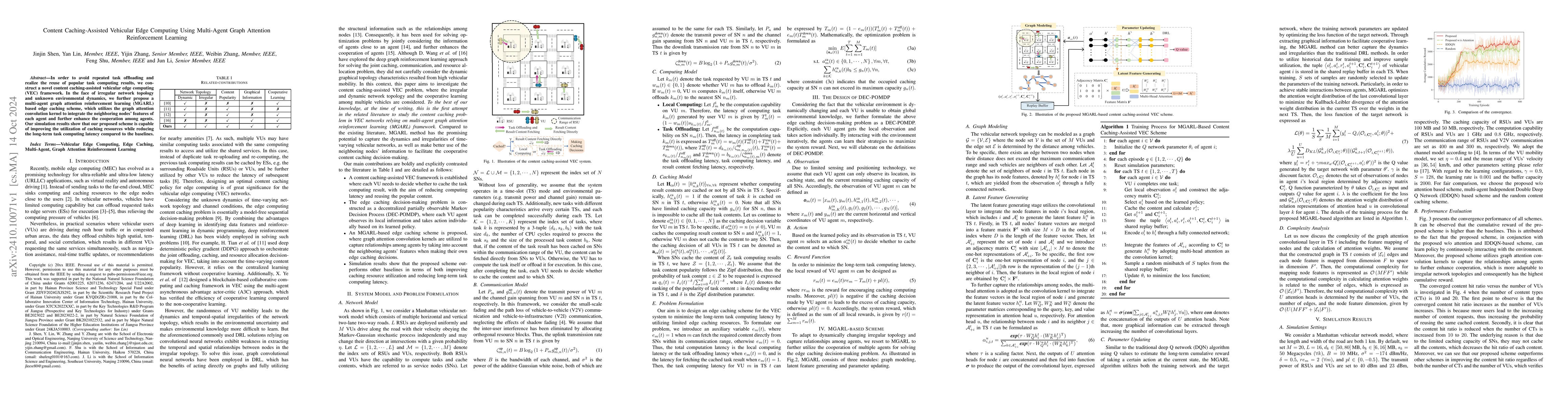 Thumbnail for Content Caching-Assisted Vehicular Edge Computing Using Multi-Agent
  Graph Attention Reinforcement Learning