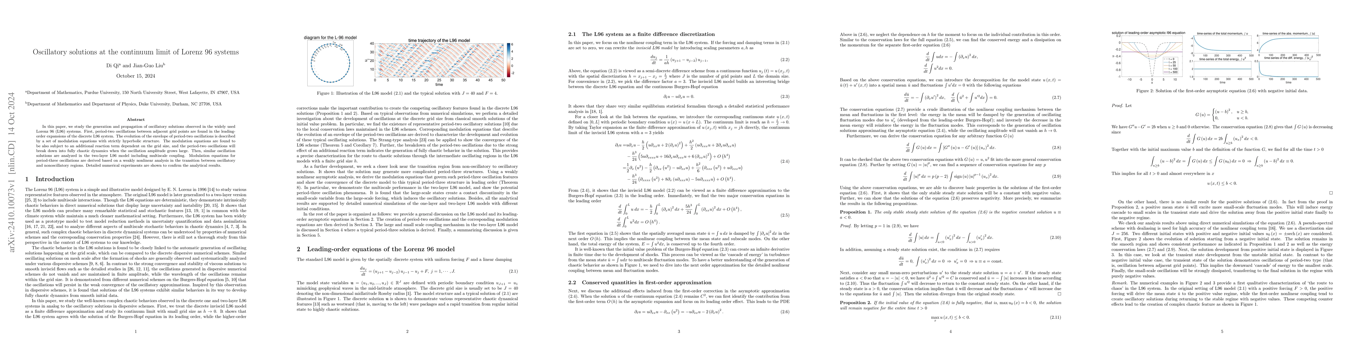 Thumbnail for Oscillatory solutions at the continuum limit of Lorenz 96 systems