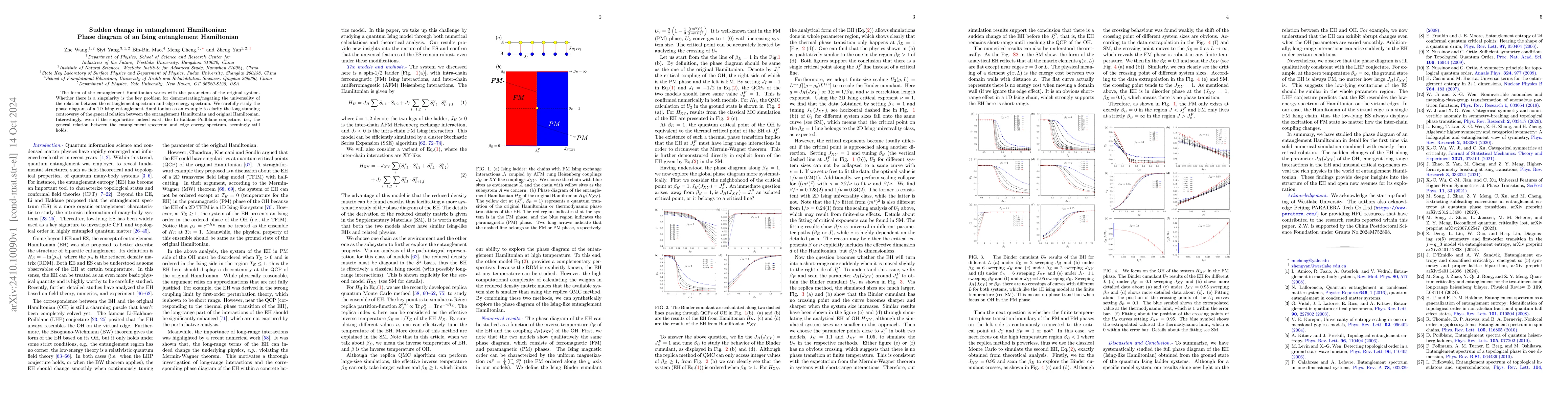 Thumbnail for Sudden change in entanglement Hamiltonian: Phase diagram of an Ising
  entanglement Hamiltonian