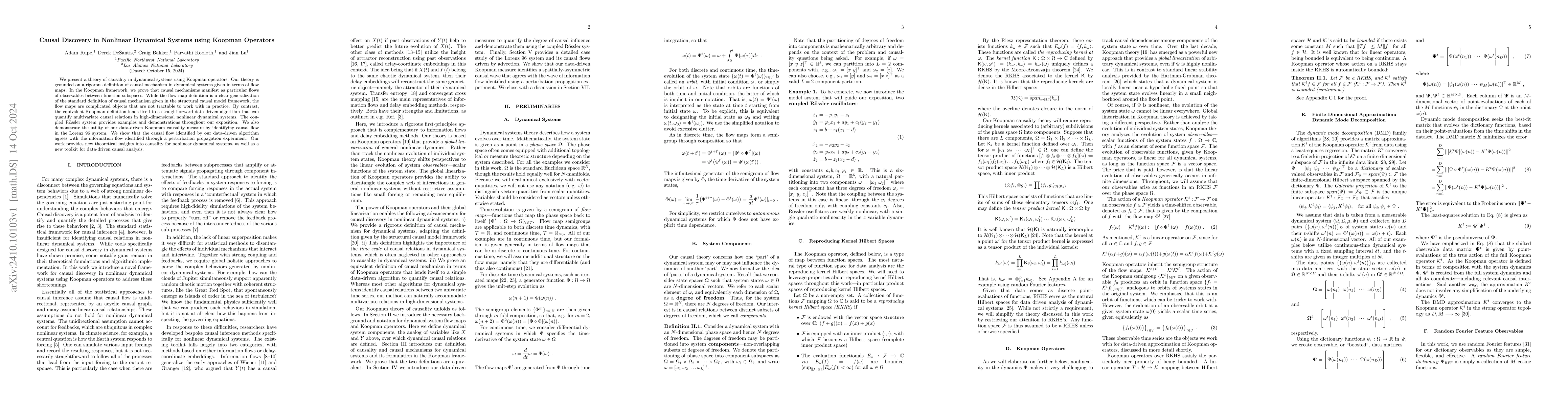 Thumbnail for Causal Discovery in Nonlinear Dynamical Systems using Koopman Operators