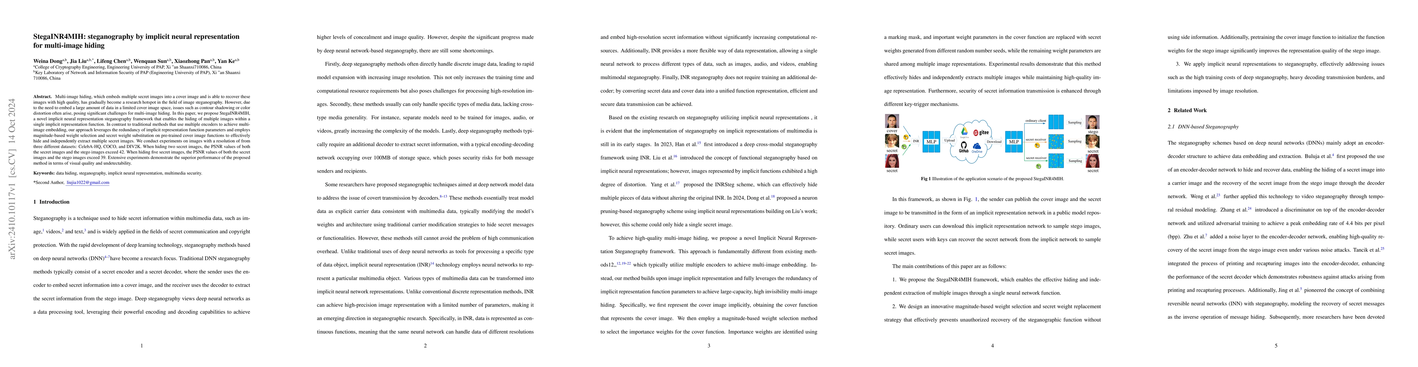 Thumbnail for StegaINR4MIH: steganography by implicit neural representation for
  multi-image hiding