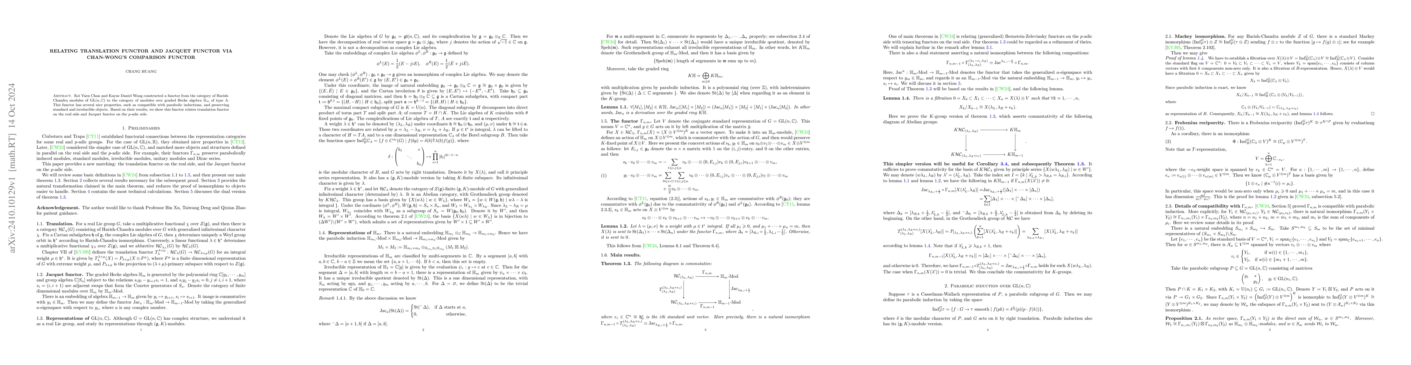 Thumbnail for Relating Translation functor and Jacquet functor via Chan-Wong's
  comparison functor