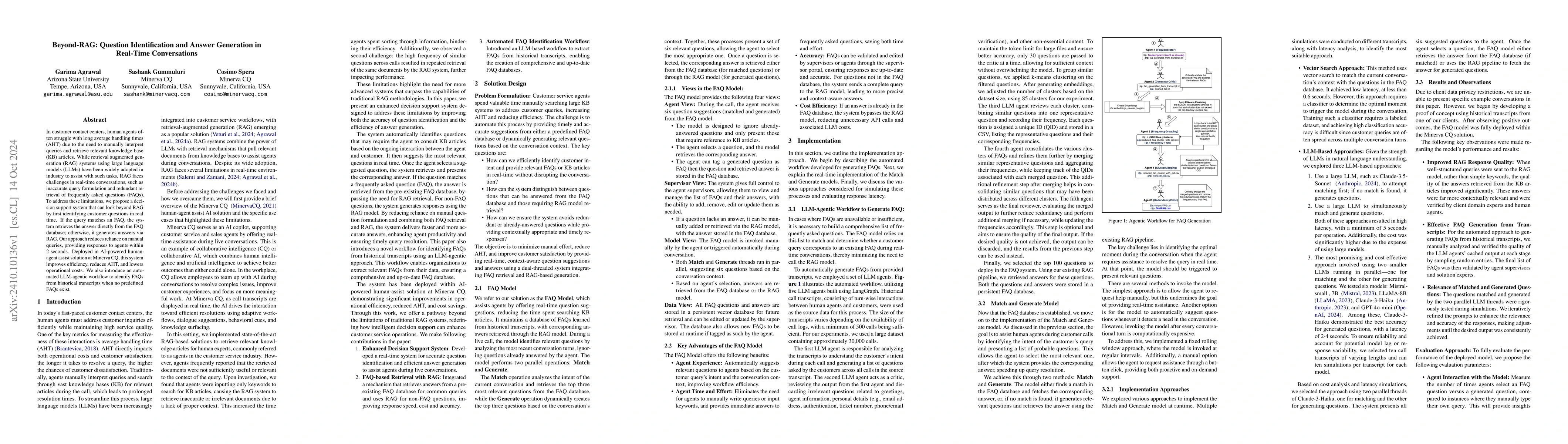 Thumbnail for Beyond-RAG: Question Identification and Answer Generation in Real-Time
  Conversations